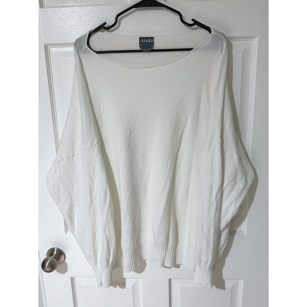 Arula Womens White Boat Neck Oversized Lightweight Knit Sweater Size C T5416X